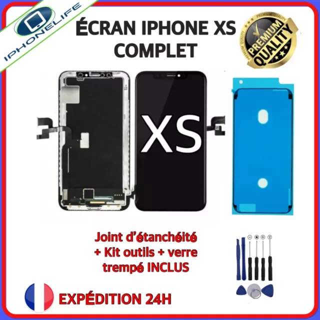 Ecran Complet Iphone Xs : Vitre Tactile + Lcd Noir + Joint D’étanchéité + Outils