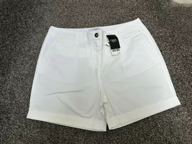 Ladies Next White Cotton Shorts Size 12 New With Tags