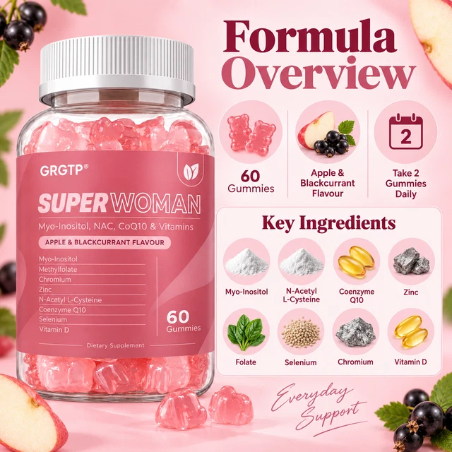 MYO-INOSITOL HORMONE BALANCE Gummies Women's Wellness 60ct Apple ...