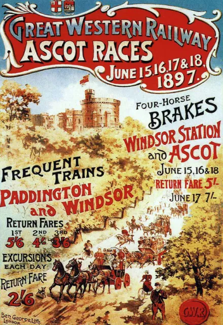 Art Ad Great Western Railway Ascot Races GWR  Train Rail Travel  Poster Print