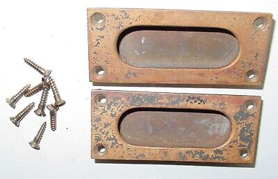 2 vintage antique Yale brass pocket door grip pull window sash lift Hardware USA