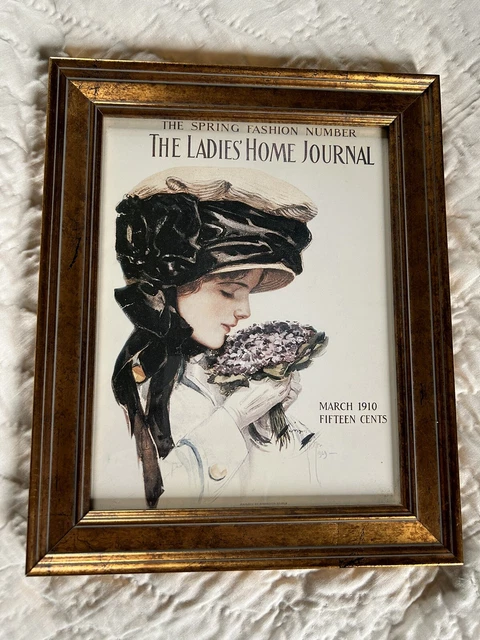 Framed Print March 1910  Ladies Home Journal Magazine Cover by Harrison Fisher