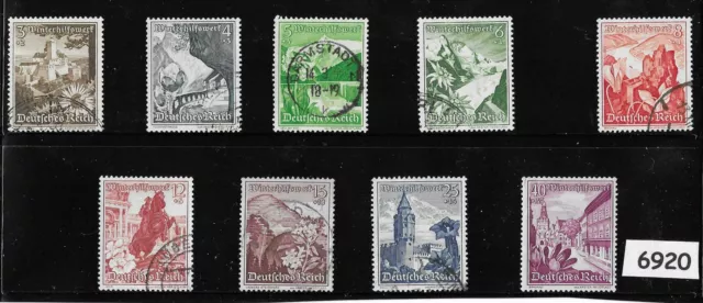 #6920  Complete stamp set 1938 Hitler's Winter relief fund Germany ScB123-B131