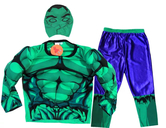 New Size 2-10 Kids Costumes Boys Girls Hulk Avenger Muscle Superheroes Mask