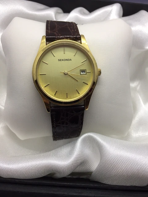 FULLY WORKING SEKONDA 03942 Unisex Watch With Faux Croc Brown