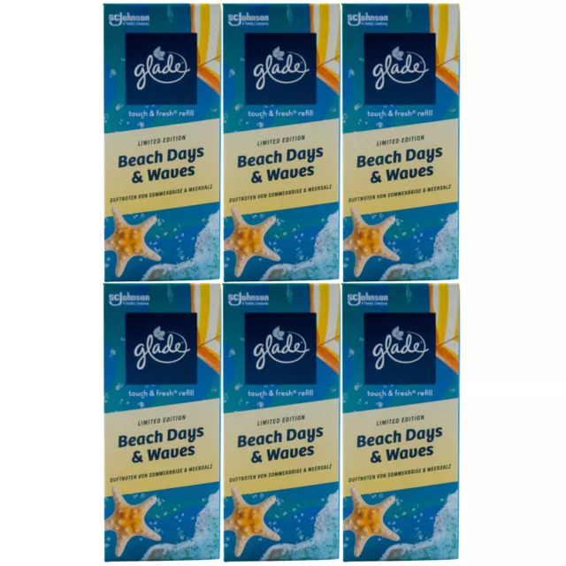 Glade Mini Plage Days ( Jours) & Flots Tactile & Fresh 6 X 10ml Recharge