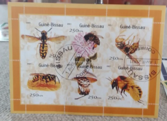 # 4 sheets stamped Guine' Bissau 2001 stamps. 3