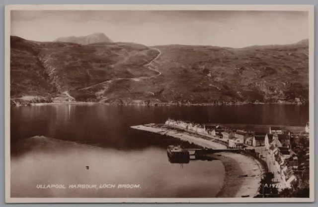 Ullapool Harbour Loch Broom Real Photo Ross & Cromarty Scotland Vintage Postcard