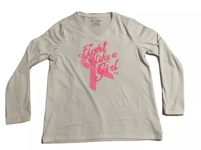 Under Armour Fight Like A Girl Shirt Size Youth Larger Long sleeve Heat Gear YL