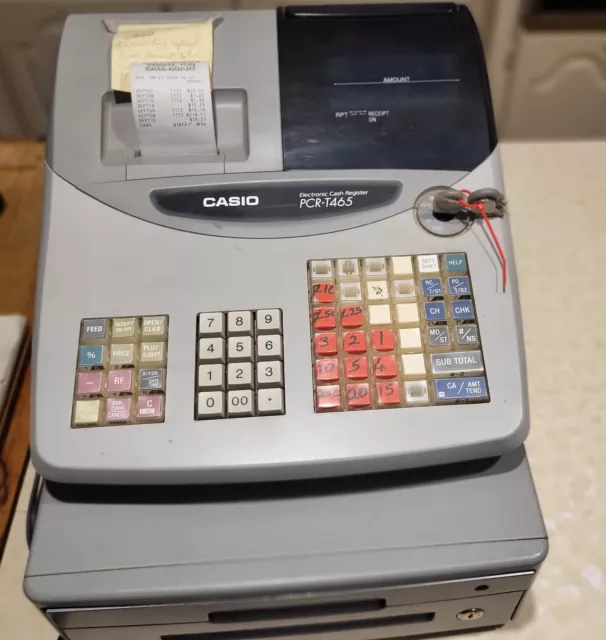 CASIO PCR T-465 ELECTRONIC CASH REGISTER POS CUSTOMER DISPLAY For PARTS / REPAIR