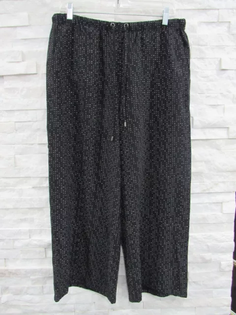 NEW Eileen Fisher Black White Dash Print Tencel Viscose Wide Leg Cropped Pants M