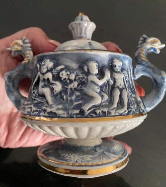 R. Capodimonte Blue Cherub & Serpent Demitasse Espresso Set/server/sugar bowl 2