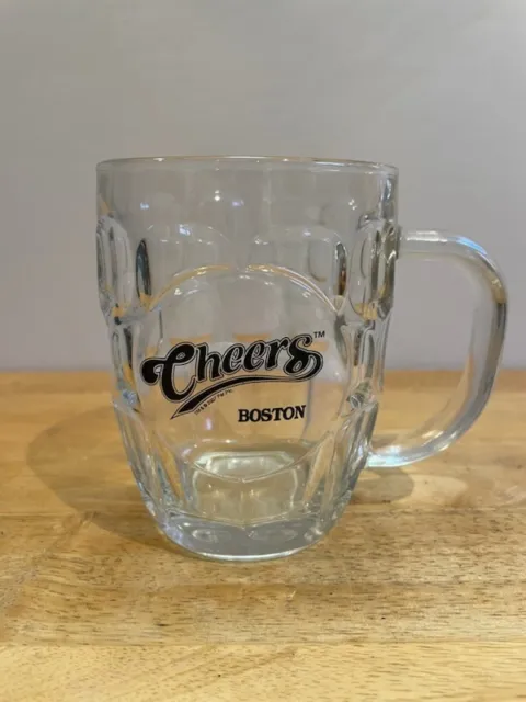 CHEERS Bar Boston, Clear Dimpled Glass 16 oz Beer Mug, 2003 Cup Collectible