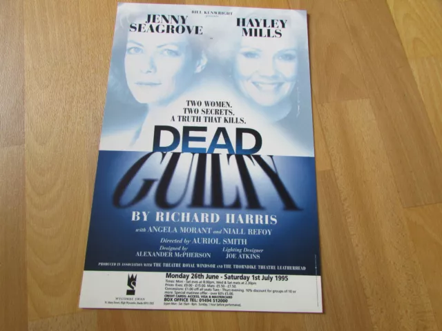 DEAD GUILTY  Hayley MILLS & SEAGROVE 1995  WYCOMBE Swan Theatre Original Poster