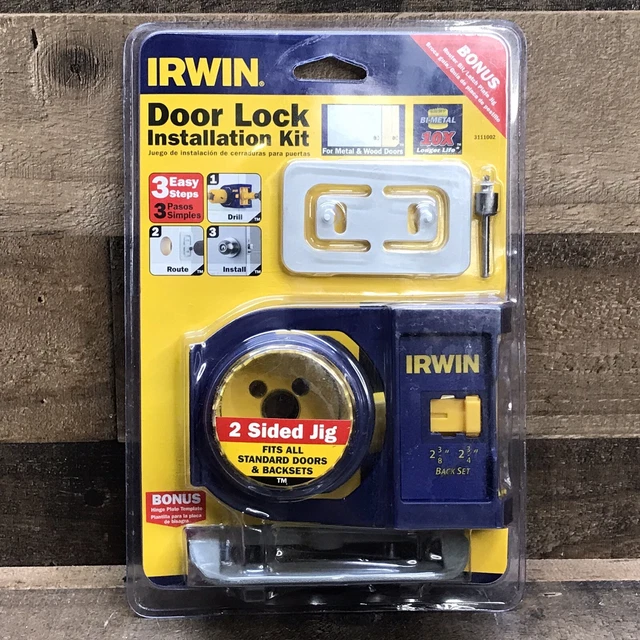 Irwin 3111002 Door Lock Installation Kit With Bonus Router Bit / Latch Plate Jig