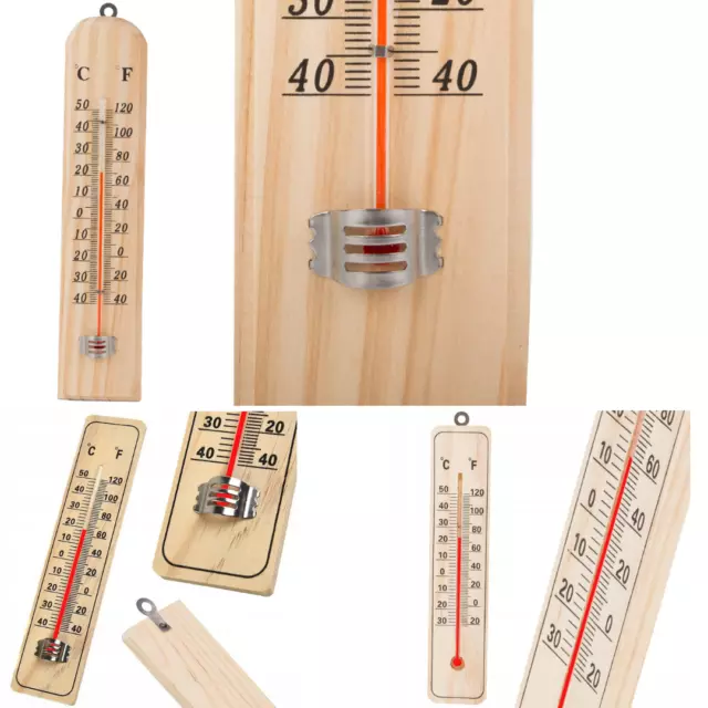 Thermometer Innen Außen Zimmerthermometer Temperaturmesser Analog Wand Holz