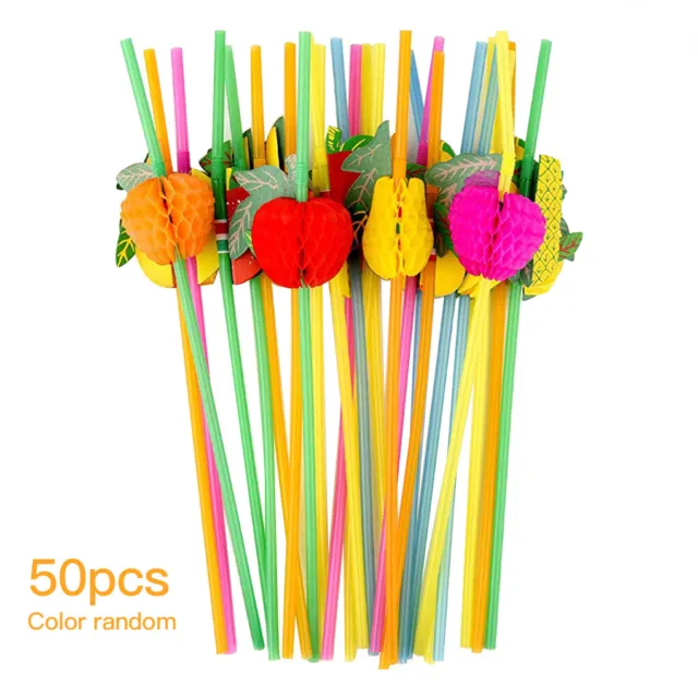 50Pcs Umbrella Fruit Drinking Straw Party Decoration Cocktail Accessories