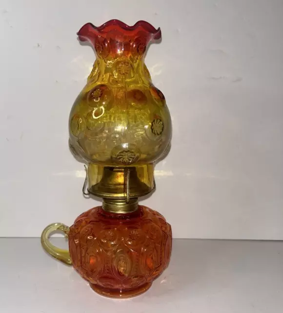 Vintage P&A Mfg Group Made in USA Amberina Oil Lamp Beautiful EXCELLENT Cond