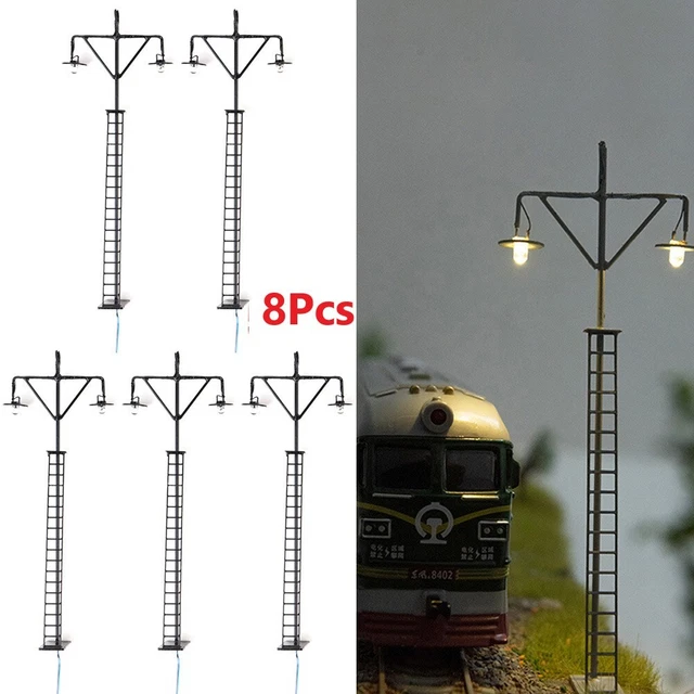 Lot De 4 Lampadaires LED échelle HO – Réalistes Pour Train Miniature, Gare Et Rue