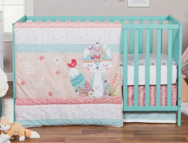 Trend Lab WILD FOREVER 3pc Crib Set Quilt Crib Skirt Fitted Sheet GIRLS BABY