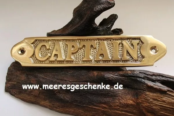 Türschild maritim "CAPTAIN" ca.16 x 3,5 cm Messing