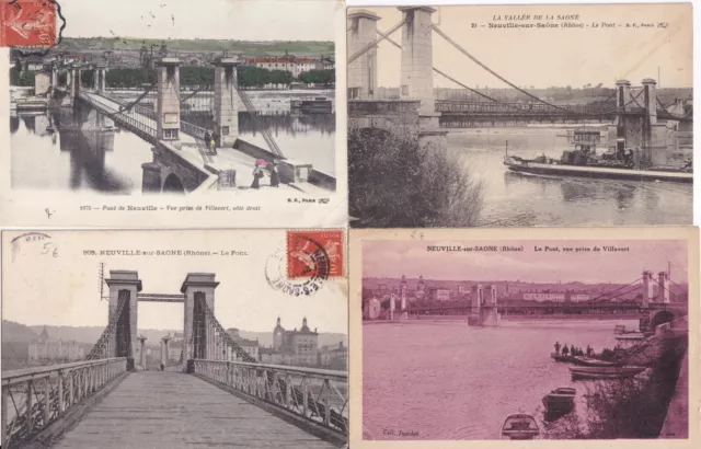Lot de 4 cartes postales anciennes old postcards NEUVILLE-SUR-SAONE RHÔNE 2