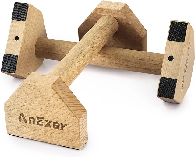 Push Up Stands Handstand Parallettes Bars Solid Wood Push Up Bars with Non-...