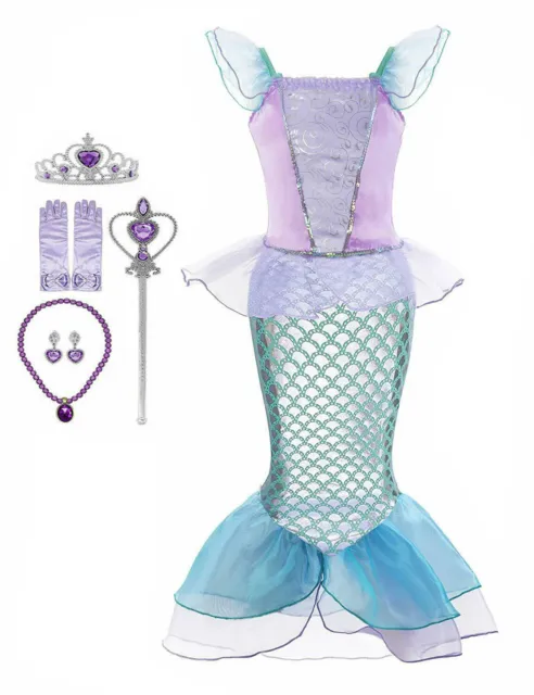 Costume Sirenetta Principessa Ariel Cosplay Ragazze Bambini Festa Abito Fantastico