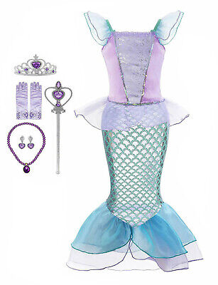 Princess Ariel Cosplay Little Mermaid Costume Girls Kids Party Fancy Dress Up