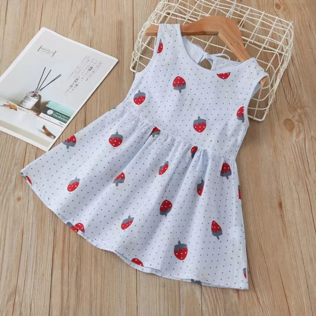 Toddler Kids Baby Girls Cartoon Strawberry Princess Summer Dress Clothes