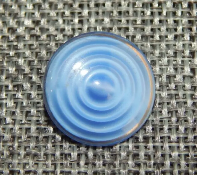 Antique Vtg Blue Glass Dug Button Design Under Glass "Dig"~Aprx: 11/16"~#132-C