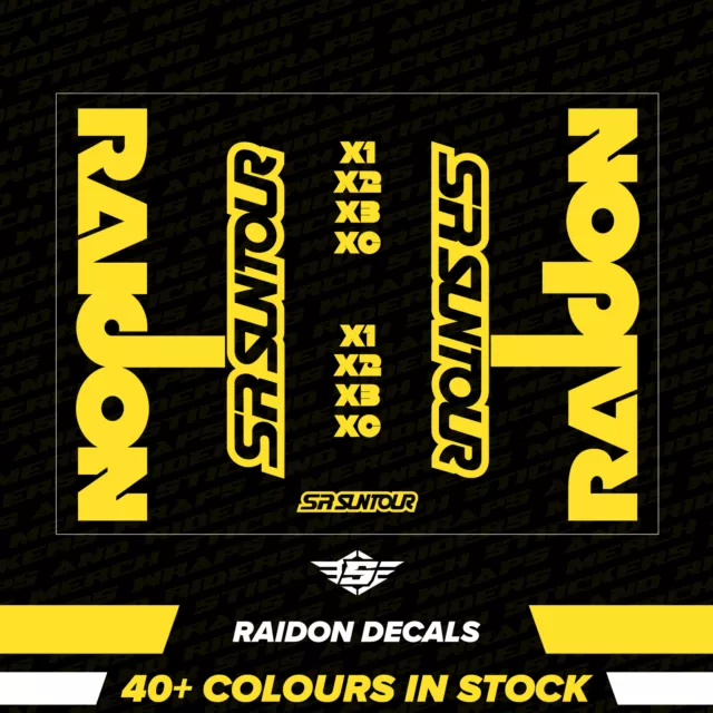 SR Suntour Raidon Replacement Stickers Decals - CHOOSE YOUR OWN COLOUR - Custom