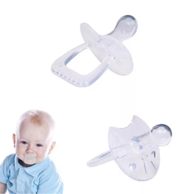 Simple Transparent Safe Silicone Baby Infant Toddler Pacifier Flat Round Nip_YB