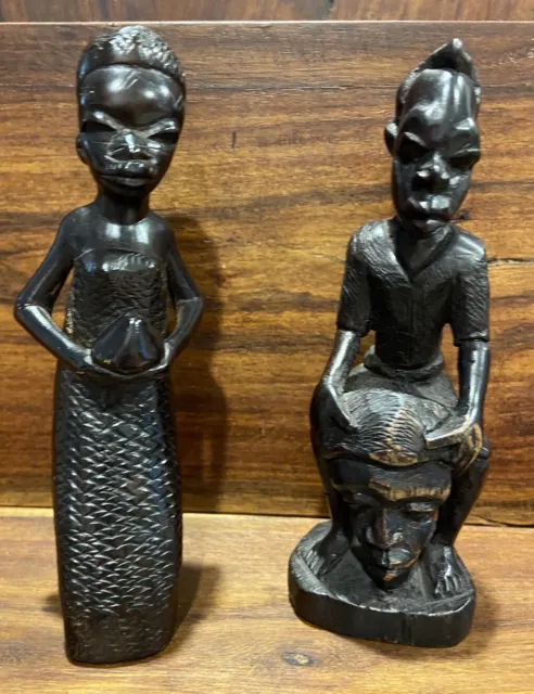 Two Vintage Hand Carved African Figures