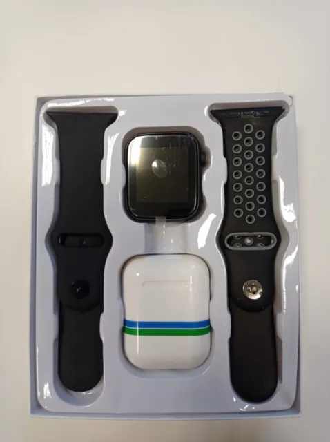 Boite montre connectée Noir smart Watch Serie et écouteurs, Appels notifications