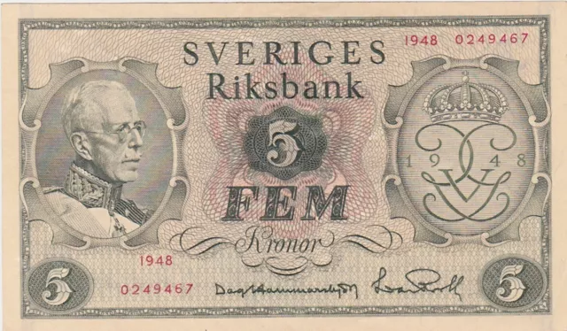 Sweden 5 Kronor 1948 XF