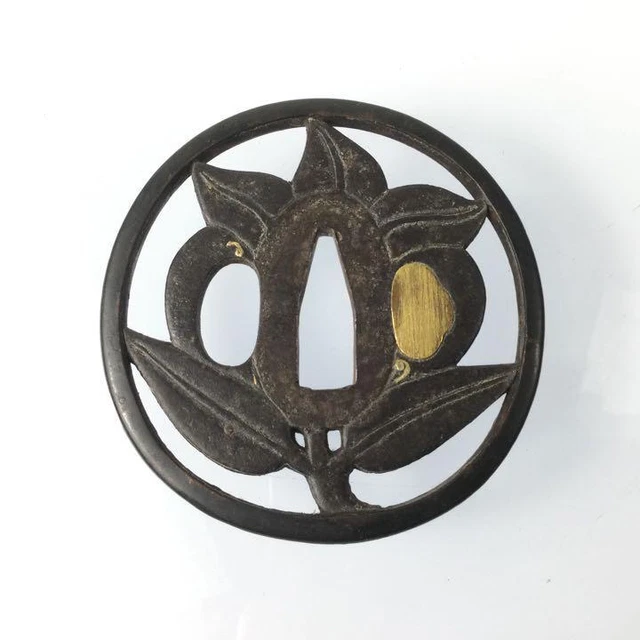 Antique TSUBA Katana Japanese Samurai Sword Guard Parts Koshirae #835
