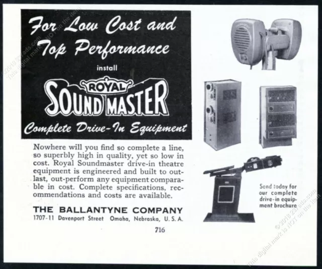 1950 Royal SoundMaster drive-in movie theater speaker photo Ballantyne print ad