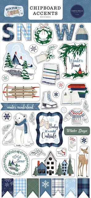 Tarjeta de aglomerado Bella 6""X13""-Acentos, Wintertime WT334021