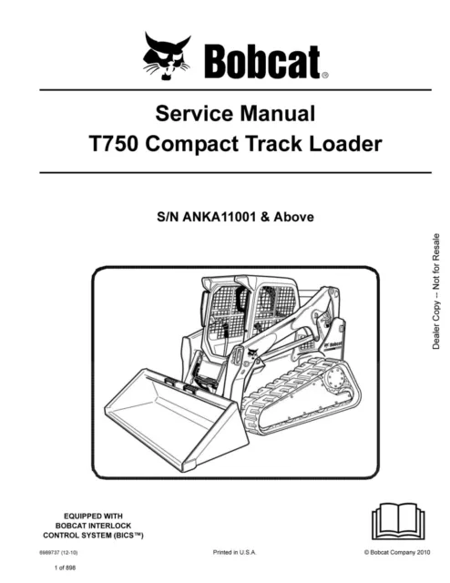 Bobcat T 750 - Service Manual - Repair Manual On Paper Printed