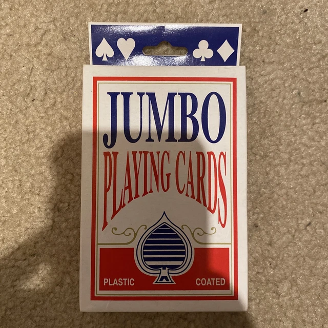 JUMBO PLAYING CARDS Plastic Coated 54Card Standard Deck Family Fun