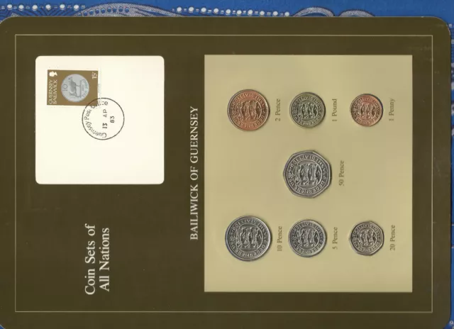 Coin Sets of All Nations Guernsey Brown w/card 1979-1983 UNC £1 1981 Lily 13AP83