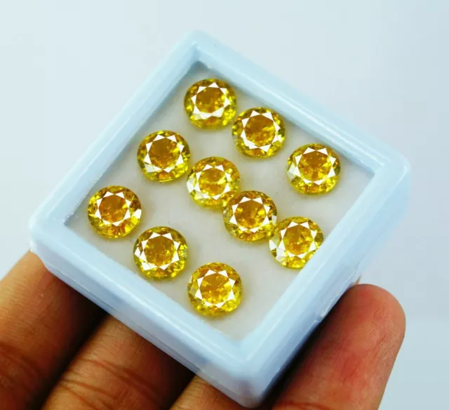 Natural 10  Pcs 7   mm Natural Yellow Sapphire Lot Round Cut Certified Gemstone