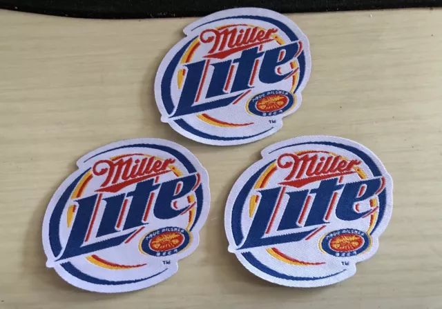 Miller Lite Beer Retro Logo Patches Lot Of 3 Brand New