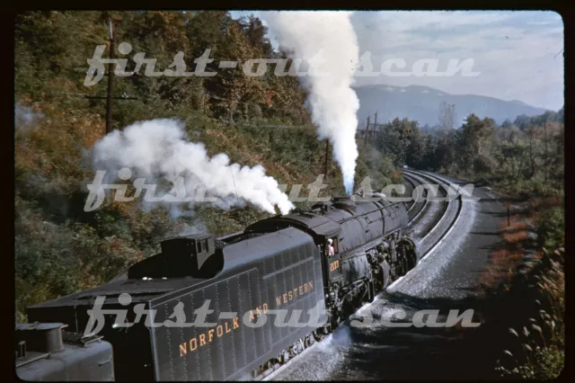 R DUPLICATE SLIDE - Norfolk & Western N&W 2173 STEAM Action 1950s