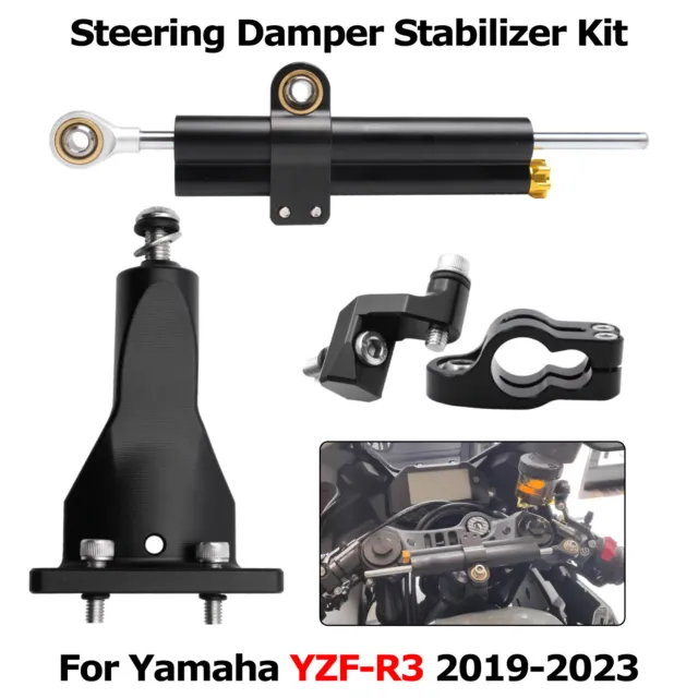 Linear Steering Damper Kit Stabilizer Mounting Support For Yamaha YZF-R3 2019-23