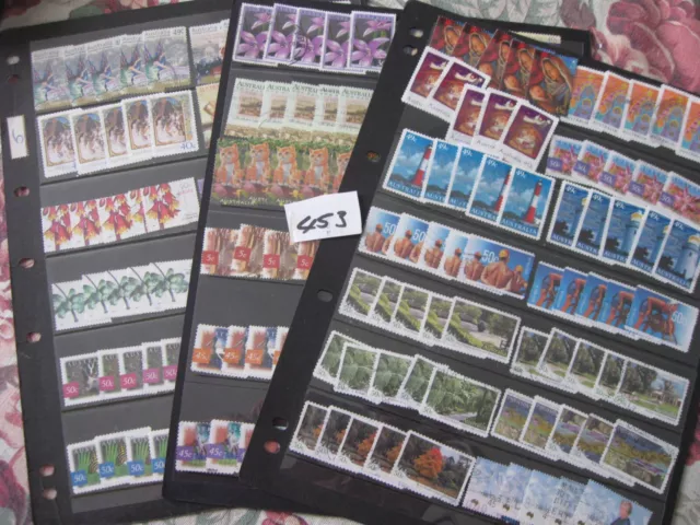 BULK 3 PAGES of USED AUSTRALIAN STAMPS. Lot 453. OFF PAPER. SETS WHEN AVAILABLE.