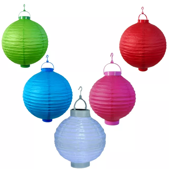 Lampion LED Lámpara Papel Japonés Boda Jardín 30cm Color a Elegir Rosa Rojo