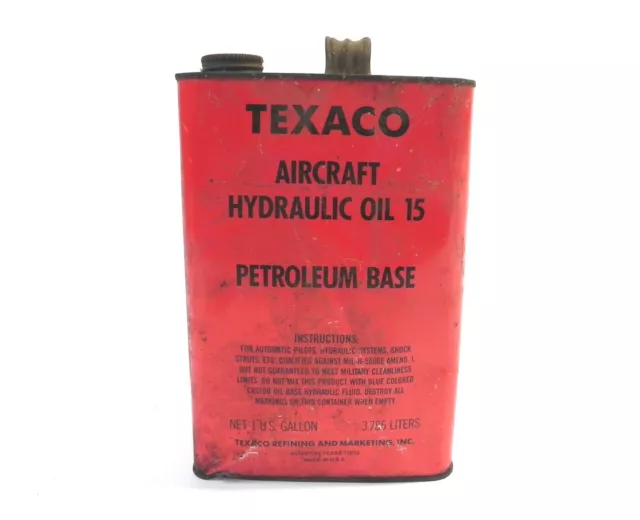 Vintage 1950'S Texaco Aircraft Hydrraulic Oil 15 1 Gallon Can *Empty* Pre-Owned