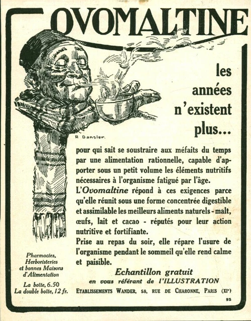 PUBLICITÉ ADVERTISING 0421 1968 Ovomaltine instantané ma tv couleur